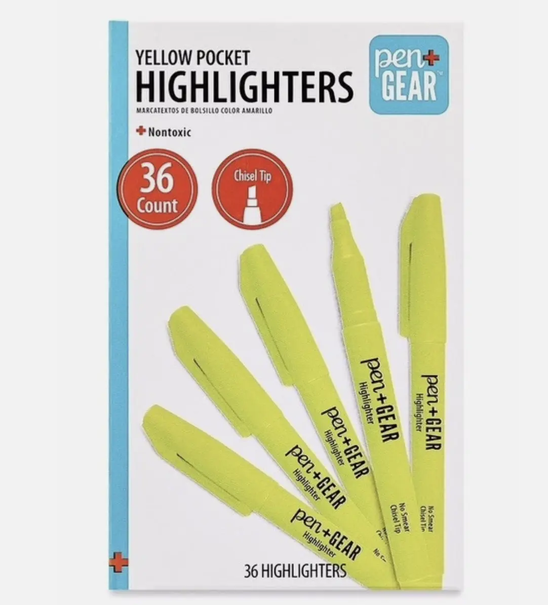 Pen+Gear Yellow Chisel Tip Pocket Highlighters, 36 Count