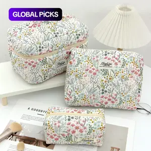Floral Pattern Makeup Bag Set, 3 Counts Large Capacity Travel Cosmetic Storage Bag, Zipper Makeup Organizer Pouch, Travel Cosmetic Bags #GLOBAL PICKS