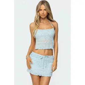 Mari Backless Ruffle Chiffon Top