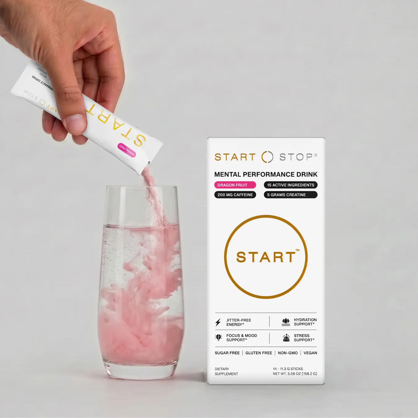 START 5-in-1 Nootropic Energy & Focus Drink Mix with 5g Creatine, 200mg Caffeine, L-Theanine, Alpha-GPC & Rhodiola - Supports Focus, Mood, Hydration, Stress Resilience & Cognitive Performance - 15 Active Ingredients - 14 Servings