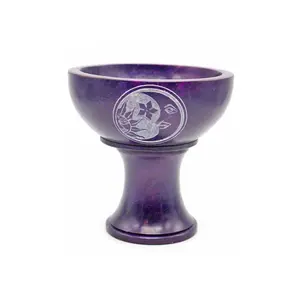 Purple Sun Moon Star 4" Soapstone Smudge Bowl with Stand
