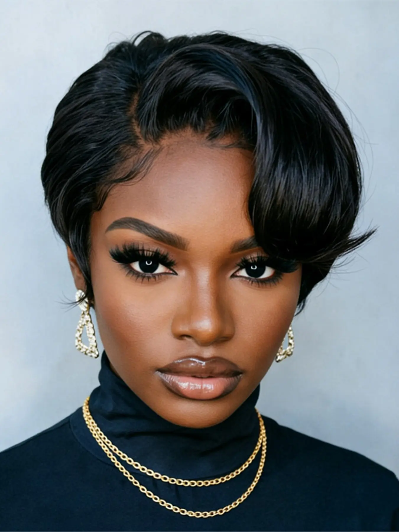 pixie cut Adjustable human hair wigs part lace side part curly black color daily party cosplay gift use wig short curly human hair wig for women True Scalp Wig