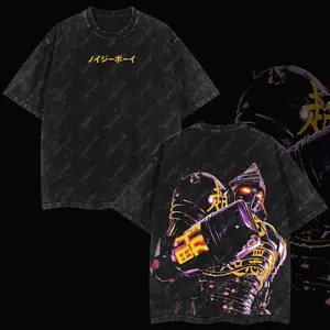 Superstyle Collection Noisy boy - Real Steel Edition Double Printed Oversize Lightweight Acid Washed Tee Hoodie Sweater TV Series Graphic Design Top Cotton Streetwear Movie T-Shirt Clothes Menswear Womenswear Hoodie Sweatshirt Apparel Classic 2U2 EVZ