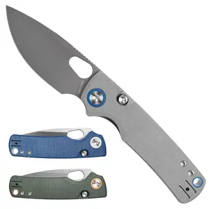 Vosteed Porcupine Knife 2.99" 14C28N Blade, Micarta/G10 Handle, Thumb Hole Opener & Top Liner Lock - Wide Handle Reversible Clip EDC Folding Knife