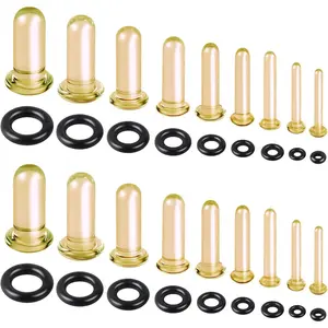 14-18Pcs  Glass Ear Stretching kits Short Taper Expander with Rubber O-Rings 1.6-7mm/7.5-12mm Full Size Ear Gauges Tunnels Plugs  Crazy Domed Body Piercing Jewelry Set