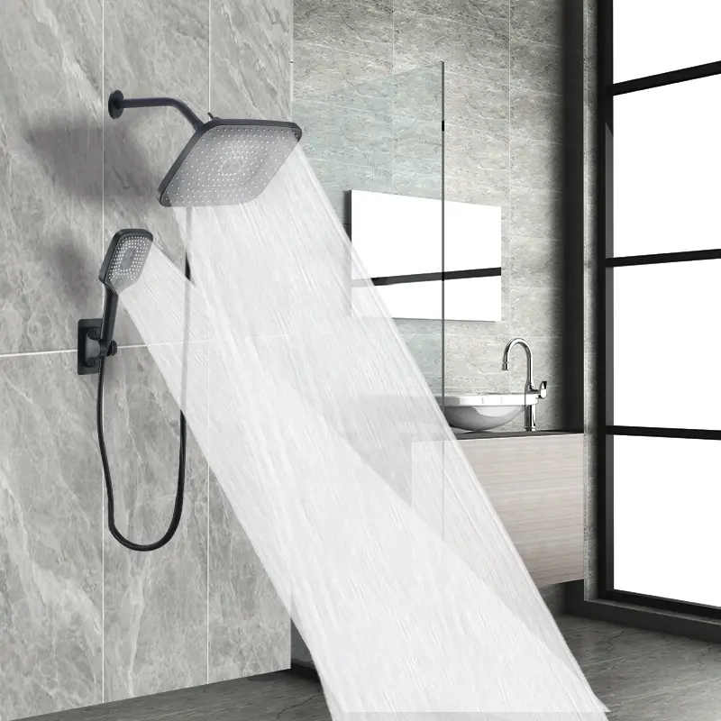 Contemporary 12-Inch High-Pressure Rain Shower Head Combo, Handheld Sprayer, Adjustable Settings, Leak-Proof, Wall Mount, Painted Finish, Handheld Showerhead Set, Shower Head Combination, Shower Water Equipment, Modern Spray Shower, Shower Fixtures