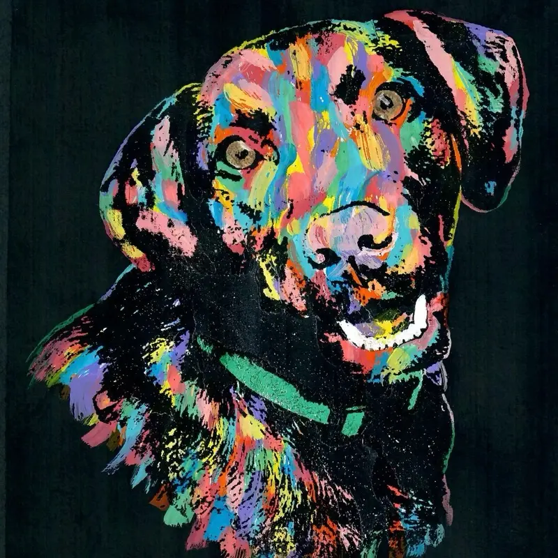 Custom Pet Portrait Rainbow Style 8x10 Acrylic on Paper Vibrant Colors Unique Artwork for Home Decor