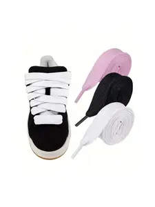 2 pairs wide and thick low-top shoelaces, trendy and versatile flat shoelaces suitable for sports shoes and casual shoes, fashionable and simple replacement shoelace accessories for shoes and boots Footwear Lace
