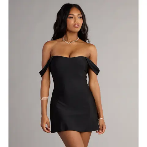 Effortless Charm Off-The-Shoulder Mini Dress