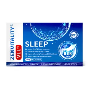 VLL Fast-Melt Sleep Oral Strips - 30 Servings - Sweet Blueberry Flavour (5mg Melatonin) V2