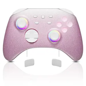 Controller fo , Windows PC iOS Android Steam/Steam Deck, 7 Color RGB Lighting Pro Controller with Turbo, Motion, Vibration, Wake-Up, Headphone Jack (Gradient )