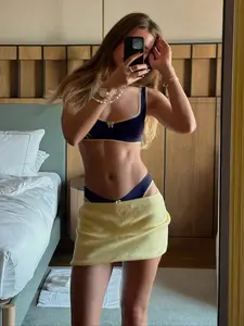 New Two-Piece Bikini Set, Solid Bikinis, Bow Tie Vest Top + Triangle Pants, Fashion Simple Style, Perfect for Beach Swimming, Bikini Swimsuits, Bikini Outfits, Bathing Suit Outfits