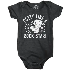 Potty Like A Rock Star Baby Bodysuit Funny Sarcastic Toilet Graphic Novelty Jumper for Infants Funny Baby Onesies Sarcastic Clothes for Baby Funny Adult Humor Onesie Novelty Onesie Black -