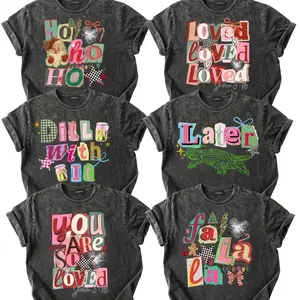 Women's Casual 260g Washed Vintage Short-Sleeve Round-Neck T-Shirt Vintage Preppy Y2K Collage Oversized Style Ransom Letter Typography Retro Coquette Positivity Customizable Designs Quality Fabric Cotton Top