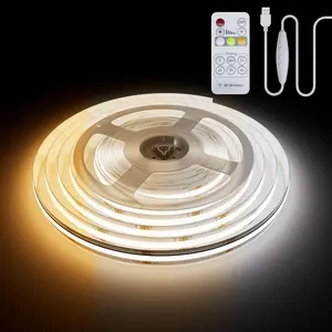 5V USB CCT Tunable COB LED Strip Lights 6.56ft/2m,1280LEDs 1200lm 2700K-6500K Dimmable CRI85+ with RF Remote TV Backlight,Flexible Under Cabinet Tape Light for Bedroom,Kitchen,Home DIY Lighting