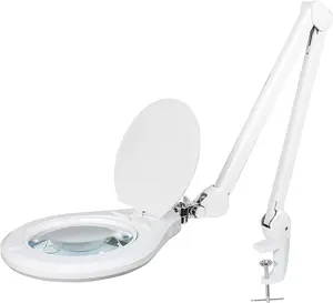 Neatfi Elite Super LED Magnifying Lamp with Clamp – 6” Glass Lens, 5D/12D Bifocal, 6500K Daylight | Glare-Free, Nonpolar Dimming | Reading, Crafting & Precision Work