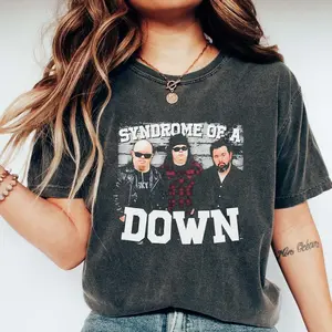 Syndrome of a Down T-Shirt, Three Members Nu Metal Tribute Tee, Vintage 90s Rock Style  Band Shirt, Retro Bootleg Graphic Top for Fans.
