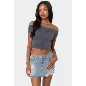 Triple Ruched Off Shoulder Top