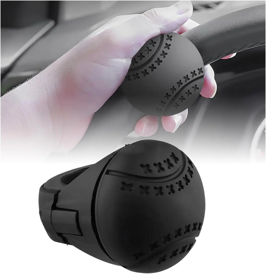 Povtii Steering Wheel Spinner, 360° Rotatable Soft Surface Steering Wheel Booster, Anti-Slip Silicone & ABS Steering Wheel Handle Knob with Metal Bearing Balls, Car Accessories