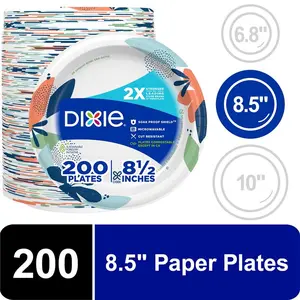 200 Count Disposable Paper Plates 8.5" Multi-Color