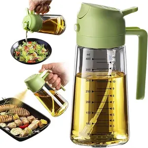 Kitchen Multi-Functional Oil Sprayer & Dispenser - Dual-Use Spray/Pour Bottle with Measuring Marks for Olive Oil, Vinegar, Soy Sauce, Home Storage & Organization, Dispensers