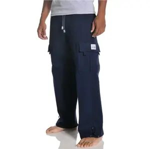 PROCLUB Men's Heavyweight Cargc Sweatpants PRO CLUB Cargo Pants 6 Pockets Casual Fleece Pants Hip Hop Harem Casual Loose Fit Elastic Big and Tall