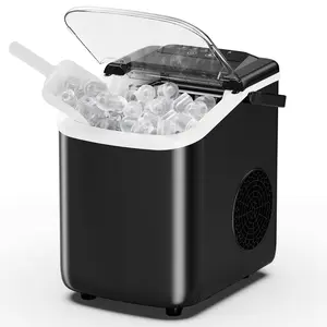 Ice Makers Countertop with Handle, Portable Ice Machine, 9 Bullet Ice Cubes in 6 Mins, 26lbs in 24Hrs, Auto-Cleaning, with Basket and Scoop, for Home, Kitchen, RV, Camping