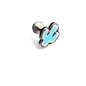 16G Turquoise Cactus Flatback Cartilage Ear Piercing