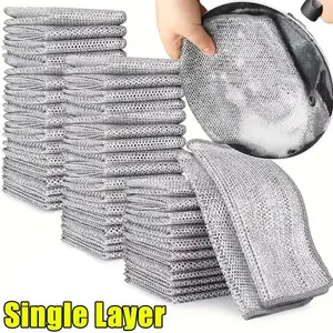80/1Pcs Magic Cleaning Cloth Thickened Double -Sided Metal Steel Wire Rags Kitchen Dish Pot Washdishing Cloths Towel Clean Tools Does not apply