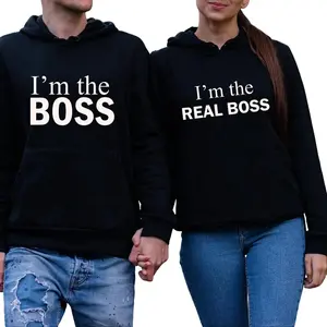 Playful “Boss” Theme Couple Hoodies – Funny Matching Sweatshirts for Couples-Couples matching sweaters,Funny Couple hoodies,Valentines Day tees