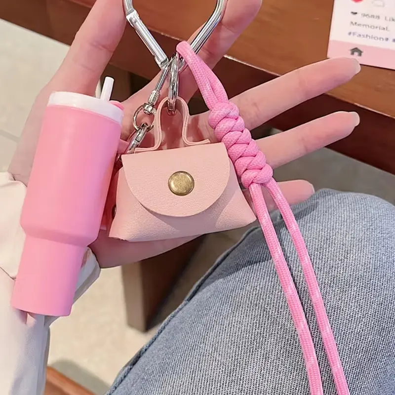 Dopamine-Colored Mini Bag Cup Charm, Bag Accessories Charms, With Portable Capsule Storage Tube And Heart-Shaped Metal Clasp, Woven Lanyard Design Attachable To Bags Or Keys, Suitable For Commuting, Daily Outfits Or Dates