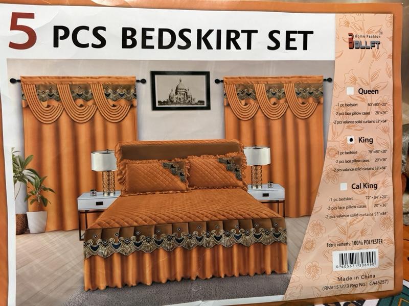 5-Piece Bed Skirt Set, Wrinkle-Resistant Dust Ruffle Set for Bedroom Mattresses