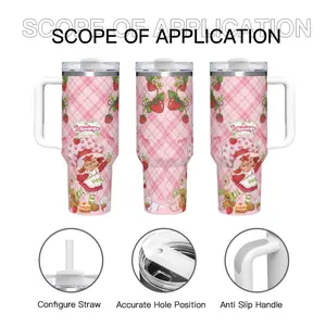 13+ Versatile Styles Strawberry Shortcake 40oz Insulated Stainless Steel Mug with Straw Handle, Leak-Proof Lid Portable Drinkware for Commuting Picnics Office, Ideal for Coffee Smoothies, Perfect Gift for Dessert Lovers