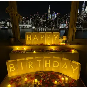 "20 Common Doubles Luminary Bags with Tea Light Candles to Light Up Letters Perfect for any custom sign creates personalized birthday banner, happy anniversary banner and congratulations banner Decor Ornaments gifts boyfriend funny gift