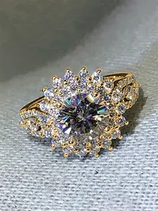 1 PC Glamorous Cubic Zirconia Ring Solitaire Engagement Ring For Women For Valentine's Day Gift Wedding Engagement Anniversary Party Jewelry Artificial Zircon Rings