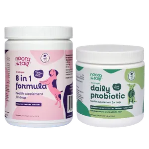 [Exp August 2026] NooraTail 8-in-1 Dog Multivitamin & Probiotics Chews for Dogs - 2 Pack | Complete Health & Digestive Support, Supplements & Vitamins