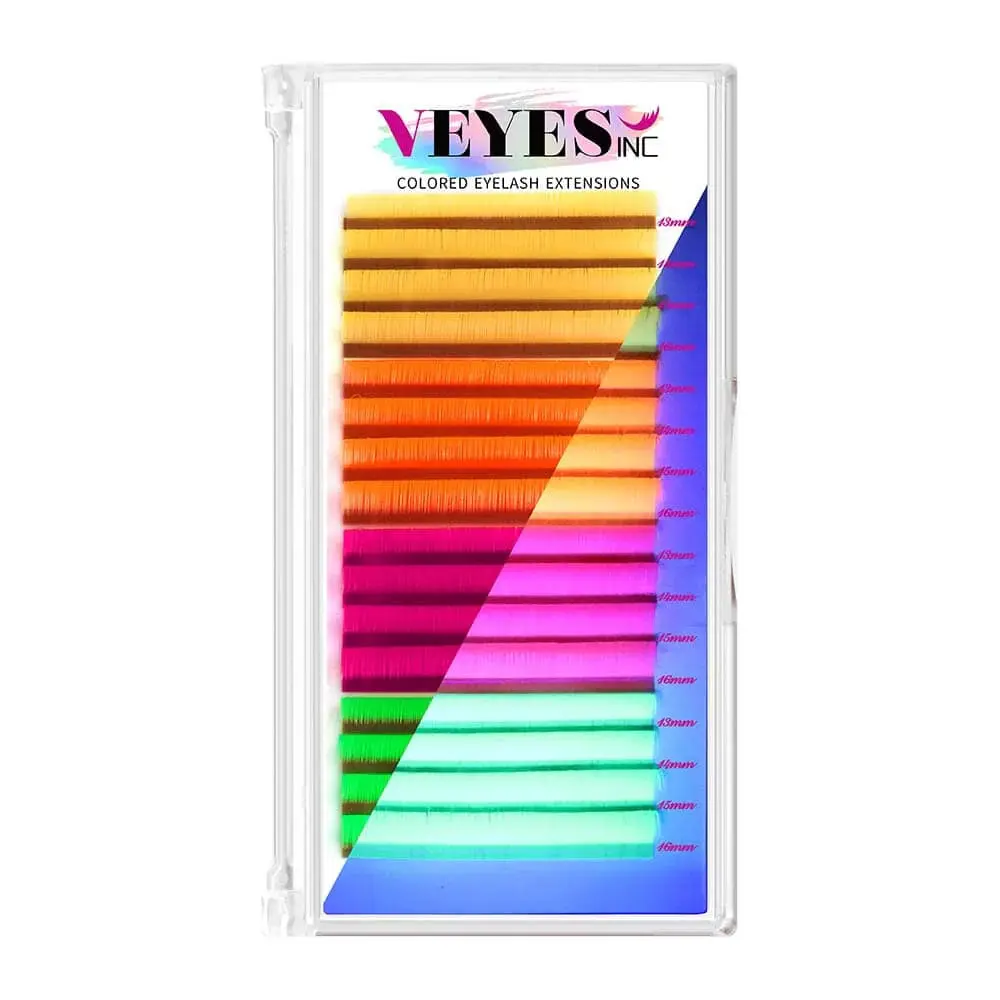 Individual Eyelash Extensions, UV Neon Colored 0.07mm Lash Tray with Neon Glow Effect Under Blacklight for Professional Makeup, Eyelashes Extensions, Colored Eyelash Extensions