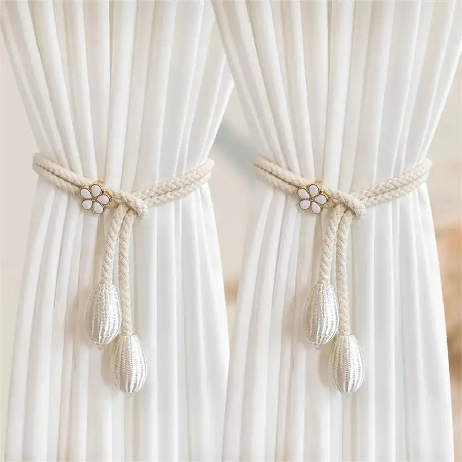 Solid Color Curtain Tieback, 2 Counts Modern Flower Design Curtain Holdback, Window Curtain Accessories for Home Living Room Bedroom Decor