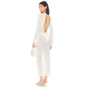 MORE TO COME Dylan Deep V Maxi Dress in Ivory