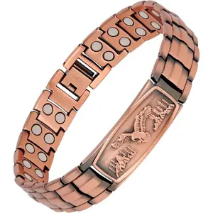 Copper Bracelet for Men-Magnetic Bracelets 99.99% Pure Copper Jewelry Gift with Adjustable Sizing Tool, Magnetic Field Therapy Jewelry with Eagle Pattern