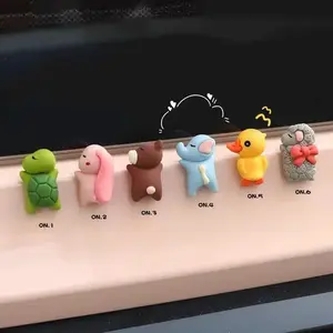 6-Piece Car Interior Decoration Set, Cute Animal Figurines for Dashboard Display, Adorable Vehicle Hanging Ornaments for Women, Car Desktop Decor