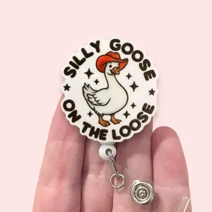 Silly Goose Badge Reel, Goose Badge Reel, ID Holder, Badge Clip, Badge Reel Topper