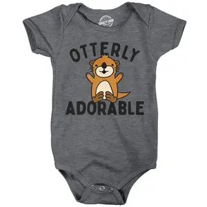 Otterly Adorable Baby Bodysuit Funny Sarcastic Cute Otter Graphic Jumper for Infants Funny Baby Onesies Sarcastic Clothes for Baby Funny Animal Onesie Novelty Onesie Dark Grey
