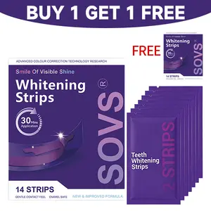 [Buy 1 Get 1 Free] Natural Teeth whitening Strips Sensitive White Strips for Teeth whitening for Smile Effective & Gentle Dental Whitener Peroxide-Free,Deep Stains Removal （14 Purple Whitening Strips）