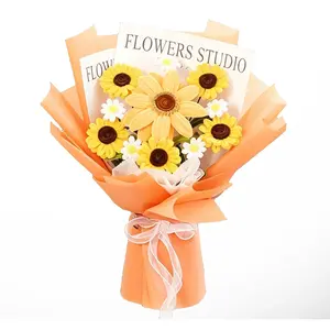 Finished Sunflower Bouquet Twirly Stick Handheld Flower, Creative Birthday Gift for Friends and Teachers, Unisex Design