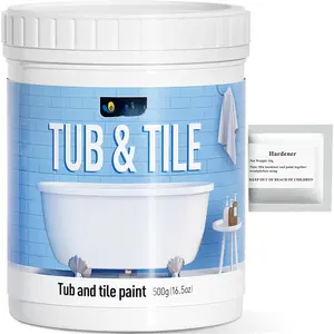 Tub and Tile , Tub and Tile Refinishing Kit with Hardener, Tile  and Tub Refinishing Kit Bathtub  Water Based &Low Odor, Sink  for Bathroom Kitchen, Semi-Gloss White, 25-30sq.ft