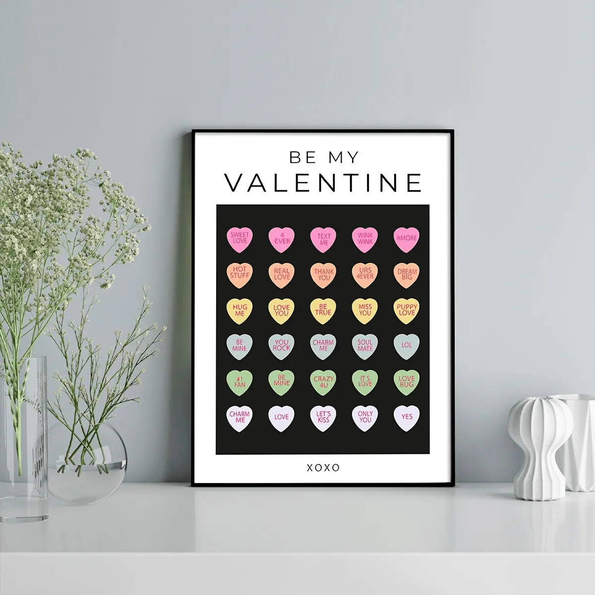 Unframed Love Print Poster, Candy Love Heart Wall Art, Ideal Gift for Valentine's Day Home Decoration Hanging Photo