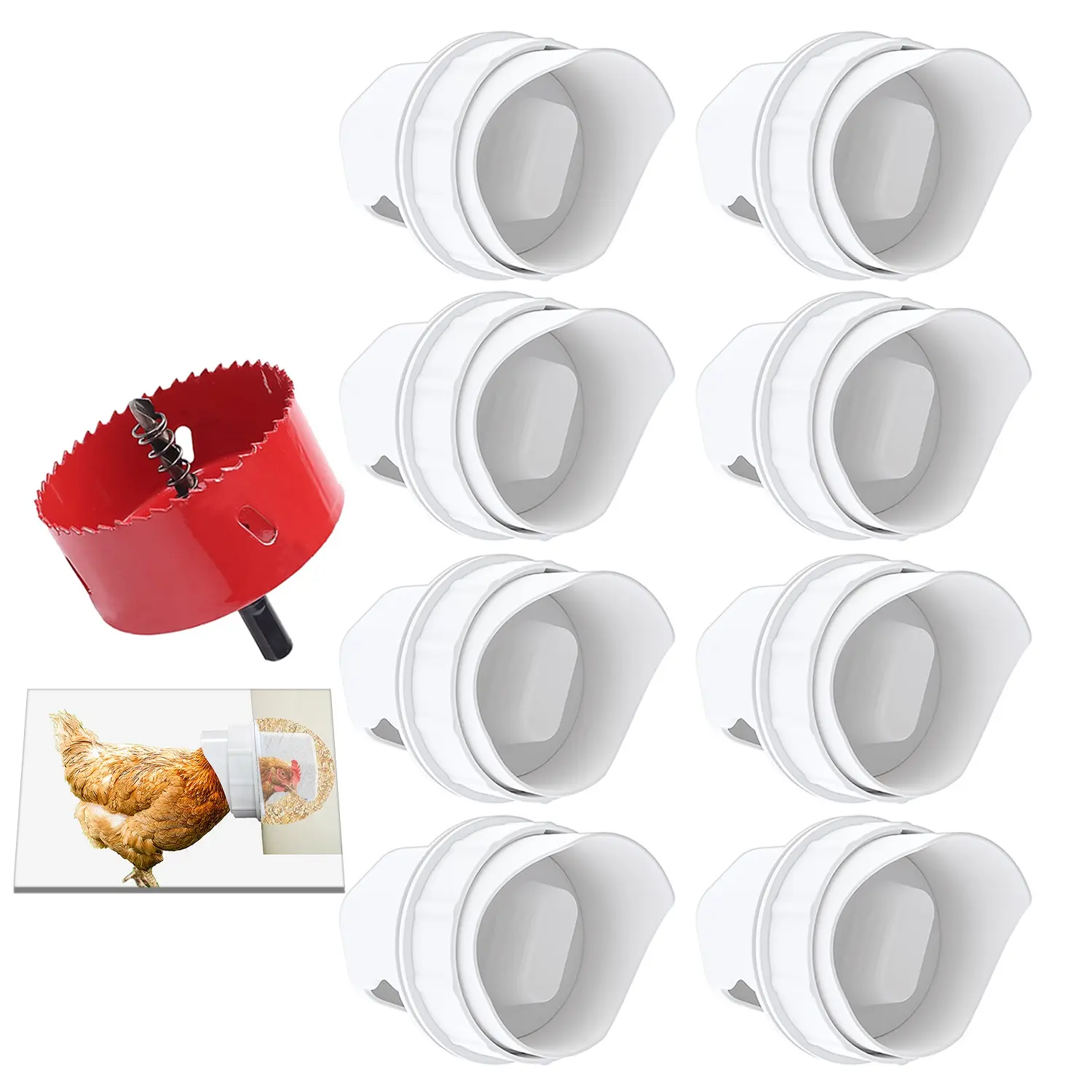 8packs DIY Chicken Feeder Automatic Poultry Feeder Kits, Suitable for Buckets, Barrels, Bins, Troughs