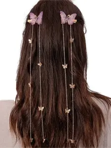 Butterfly Hair Clips Set, Pendant, Cute Tassel Decorative Hair Accessories for Women, Perfect for Parties and Performances