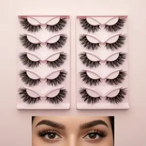 Cat Eye Lashes 10 Pairs Bundle, 20mm Length Natural Cross Faux Cluster False Eyelashes with Synthetic Fiber, One-Size Black, Curl Cluster Lashes, Longer Looking Eyelashes, DIY Dramatic Lashes, DIY Lash Clusters
